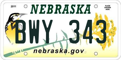 NE license plate BWY343