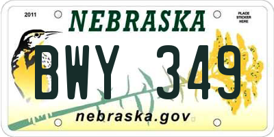 NE license plate BWY349