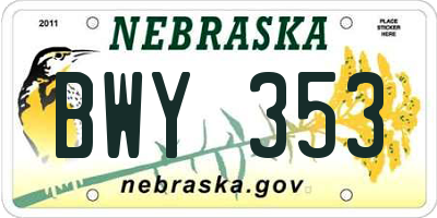 NE license plate BWY353