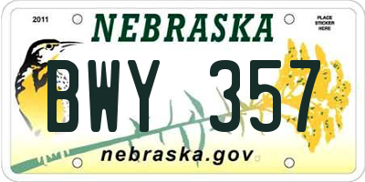 NE license plate BWY357