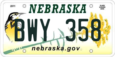NE license plate BWY358
