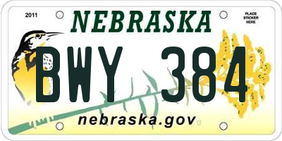 NE license plate BWY384