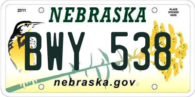 NE license plate BWY538