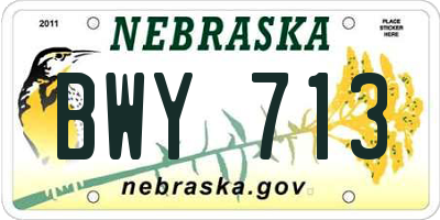 NE license plate BWY713