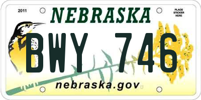 NE license plate BWY746