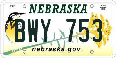 NE license plate BWY753