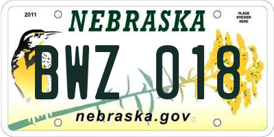 NE license plate BWZ018