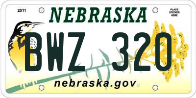 NE license plate BWZ320