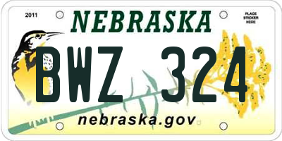 NE license plate BWZ324