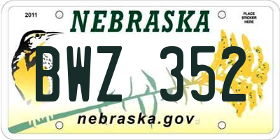 NE license plate BWZ352