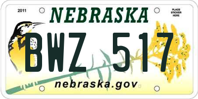 NE license plate BWZ517