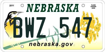 NE license plate BWZ547