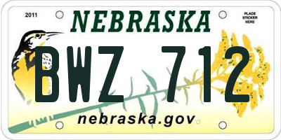 NE license plate BWZ712
