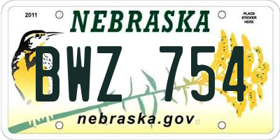 NE license plate BWZ754