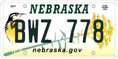 NE license plate BWZ778