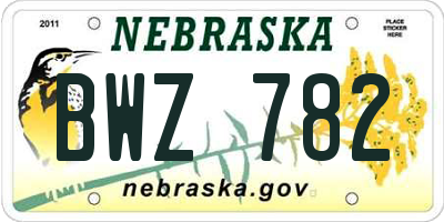 NE license plate BWZ782