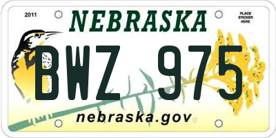 NE license plate BWZ975