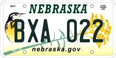 NE license plate BXA022