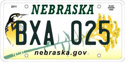 NE license plate BXA025