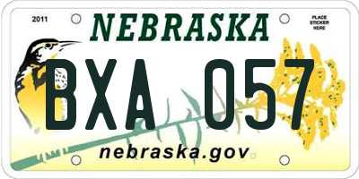 NE license plate BXA057