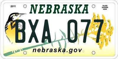 NE license plate BXA077