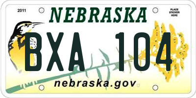 NE license plate BXA104