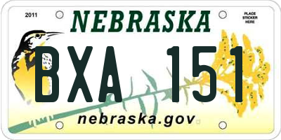 NE license plate BXA151