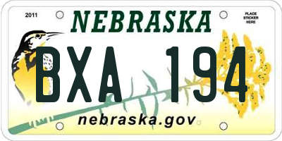 NE license plate BXA194