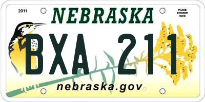 NE license plate BXA211