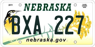 NE license plate BXA227