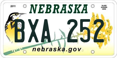 NE license plate BXA252
