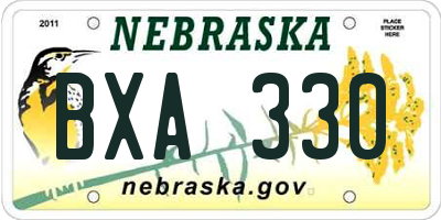 NE license plate BXA330