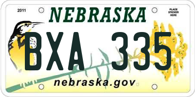 NE license plate BXA335