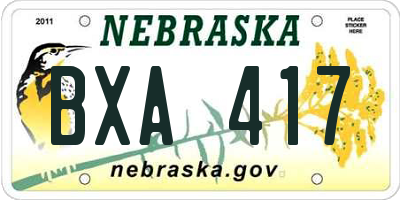 NE license plate BXA417