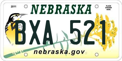 NE license plate BXA521