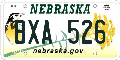 NE license plate BXA526