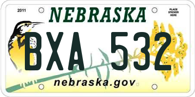 NE license plate BXA532
