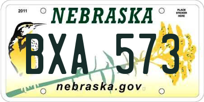 NE license plate BXA573