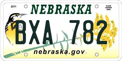 NE license plate BXA782