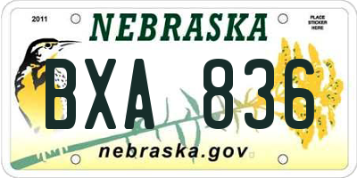NE license plate BXA836