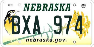 NE license plate BXA974