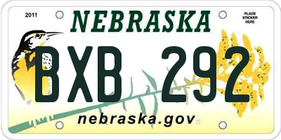 NE license plate BXB292