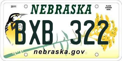 NE license plate BXB322