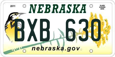 NE license plate BXB630