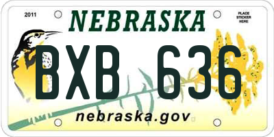 NE license plate BXB636