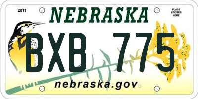 NE license plate BXB775