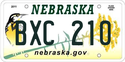 NE license plate BXC210