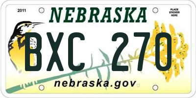 NE license plate BXC270