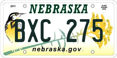 NE license plate BXC275