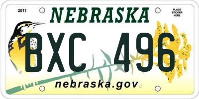 NE license plate BXC496